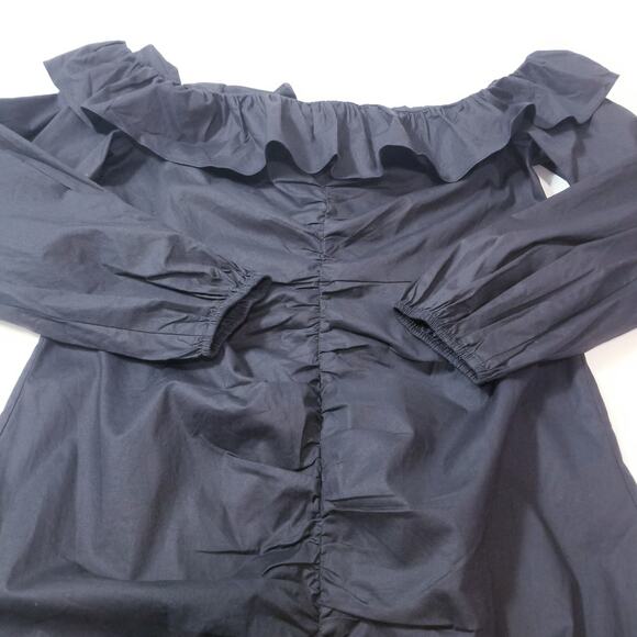 Tularosa Black Ruffle Zuri Mini Dress Off Shoulder Long Sleeves - Picture 11 of 12